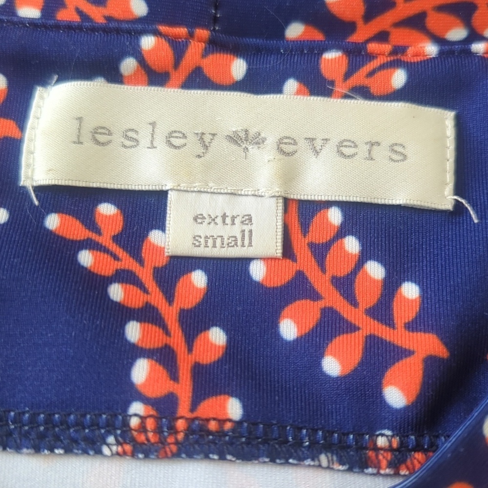 Lesley Evers Blue and Red Longsleeve Patterned Dress - Picture 6 of 7